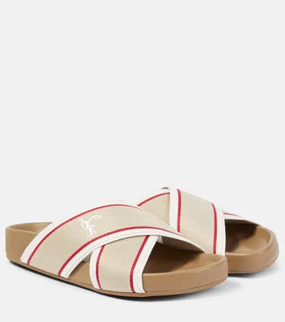 Christian Louboutin Hot Cross Bizz Donna Web Slide Sandals In White