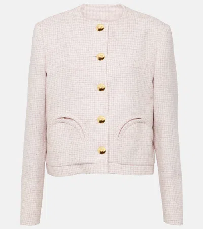 Blazé Milano Shamo Linen-blend Bouclé Jacket In Pink