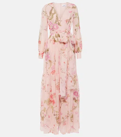 Erdem Floral Silk Voile Gown In Ballet Pink