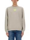 Hugo Cotton-terry Regular-fit Sweatshirt With Logo Label In Grey
