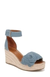 Franco Sarto Clemens-flower Espadrille Wedge Sandals In Denim Blue Fabric