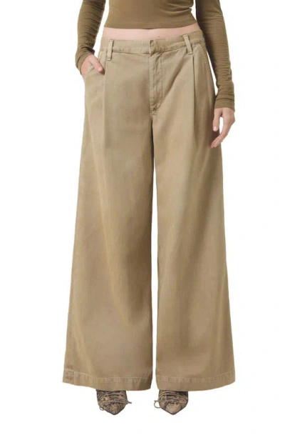 Agolde Daryl Pleated Wide-leg Jeans In Basket (uniform Brown)