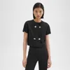 Theory Double Breasted Crop Top In Black