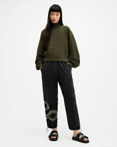 Allsaints Yas Embellished Cargo Trousers In Washed Black