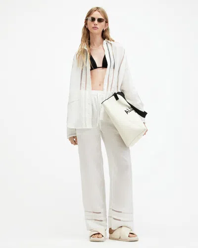 Allsaints Jade Linen Relaxed Fit Shirt In Ecru White