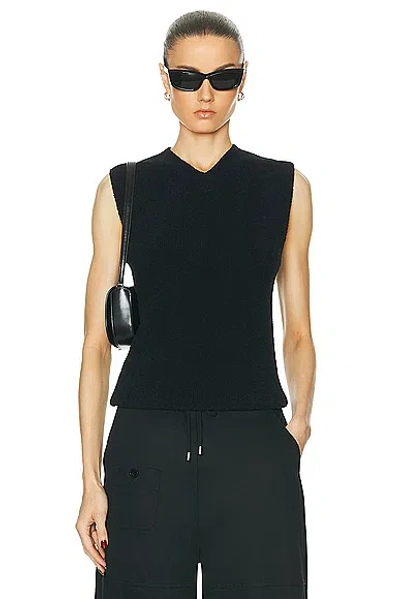 Totême V-neck Sleeveless Terry Knit Vest In Black