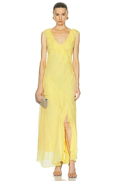 Polo Ralph Lauren Ruffled Maxi Dress In Sunfish Yellow