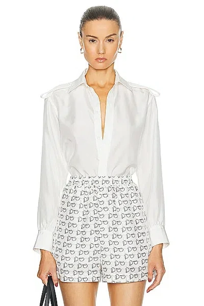 Burberry Long-sleeve Silk Shirt In White