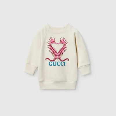 Gucci Babies' Cotton Sweatshirt With Seahorses In White