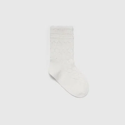 Gucci Gg Perforated Cotton Socks In White