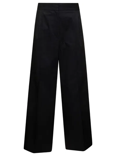 Maison Kitsuné Double Pleat Pants In Cotton Gabardine In Black