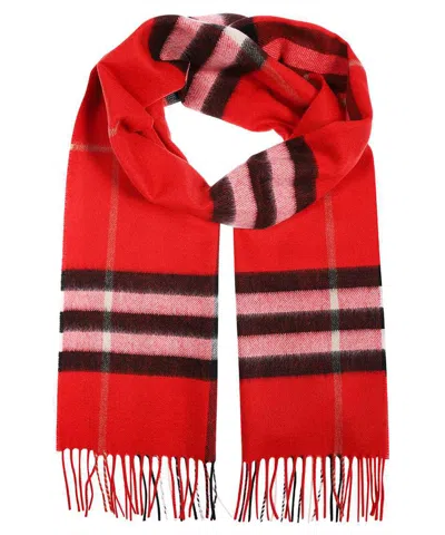 Burberry Check Cashmere Scarf In Red