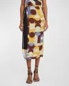 Dries Van Noten Spa Printed Midi Skirt In Rust