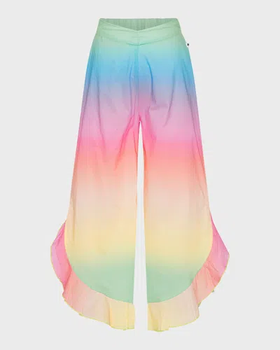 Molo Kids' Girl's Aretha Rainbow Flare Pants In Sorbet Stripe