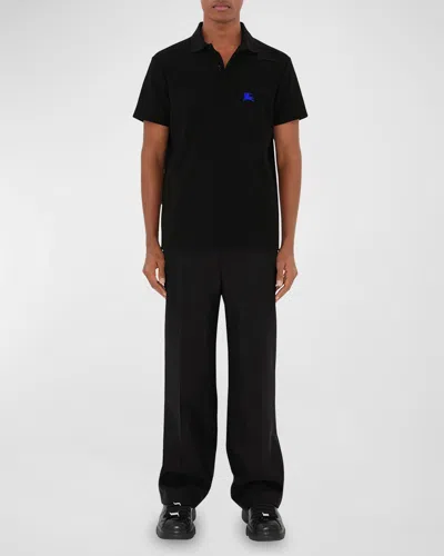 Burberry Ekd-embroidered Polo Shirt In Black