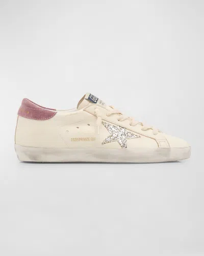 Golden Goose Superstar Glitter Leather Low-top Sneakers In Cream Platinum Wi