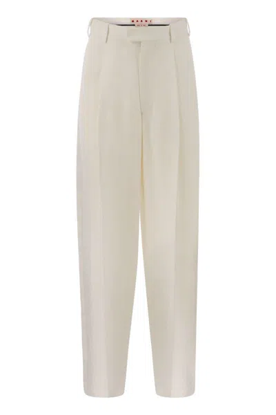 Marni Cady Tailored Trousers In White