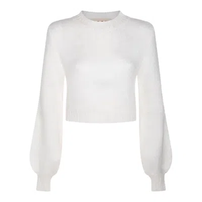 Marni Crewneck Cropped Knit Jumper In White