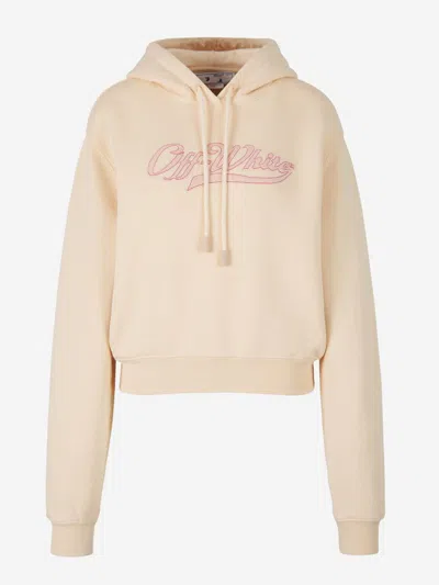 Off-white Baseball Logo Hoodie In Beige And Pink