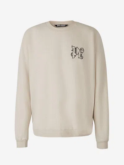 Palm Angels Embroidered Logo Sweatshirt In Taupe