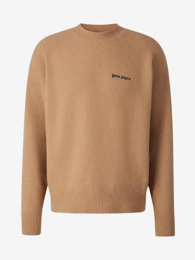 Palm Angels Logo Knit Sweater In Marró