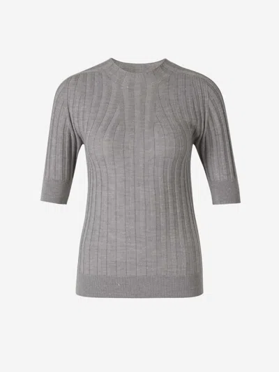 Peserico Ribbed Knit Sweater In Gris Clar