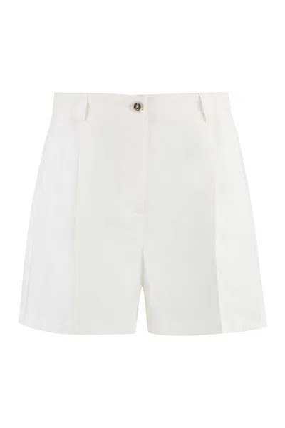 Pinko Sorridente High-waisted Shorts In Ivory