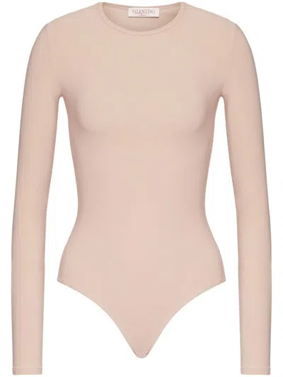 Valentino Fitted Long-sleeve Bodysuit In Sand
