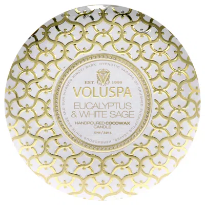 Voluspa 3 Wick Tin Candle - Eucalyptus And White Sage By  For Unisex - 12 oz Candle In Brown