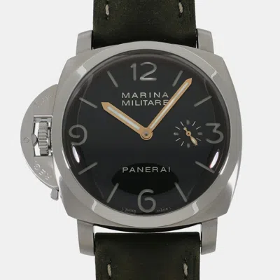 Pre-owned Panerai Black Stainless Steel Luminor Marina Pam00217 Mechanical Men's Wristwatch 47mm
