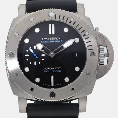 Pre-owned Panerai Black Titanium Luminor Submersible Pam01305 Automatic Men's Wristwatch 47mm