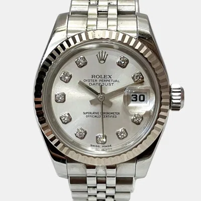 Pre-owned Rolex Silver Stainless Steel Datejust 179174g Women's Wristwatch 26 Mm
