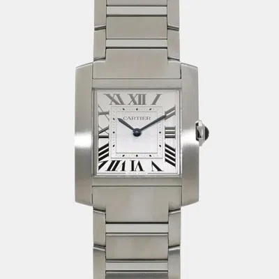 Pre-owned Cartier Silver Stainless Steel Tank Francaise Wsta0074 Women's Wristwatch
