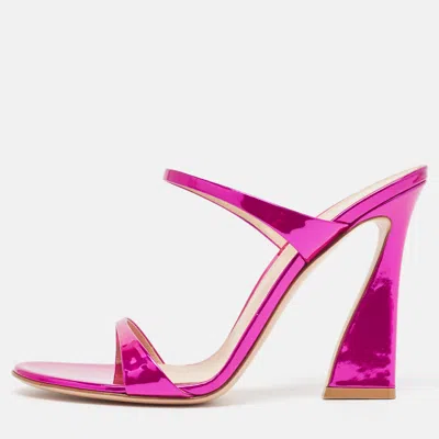 Pre-owned Gianvito Rossi Metallic Pink Leather Aura Sandals Size 39.5