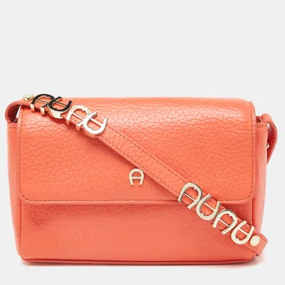 Pre-owned Aigner Orange Leather Flap Crossbody Bag