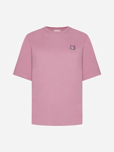 Maison Kitsuné Short-sleeved T-shirt With Bold Fox Head Logo In Pink
