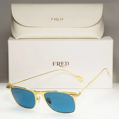 Pre-owned Fred Sunglasses Fg40009u Titanium Gold Blue Silver Japan Metal 30v Force 10