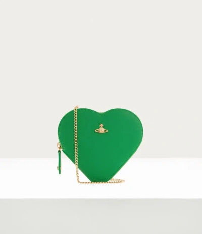 Vivienne Westwood Saffiano Biogreen Heart Crossbody In Bright-green