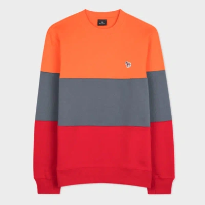 Ps By Paul Smith Orange Colour Block 'zebra' Sweatshirt