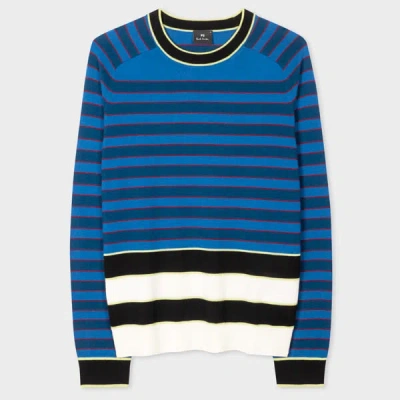 Ps By Paul Smith Blue Intarsia Jumper In 44 Blues