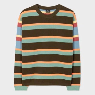 Ps By Paul Smith Cotton 'mix Up' Stripe Jumper Green In Multi
