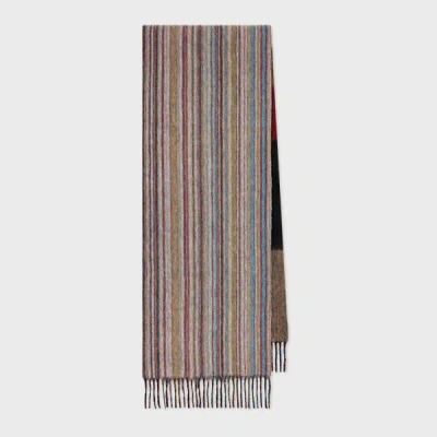 Paul Smith Signature Stripe Fringed Scarf In Multicolour