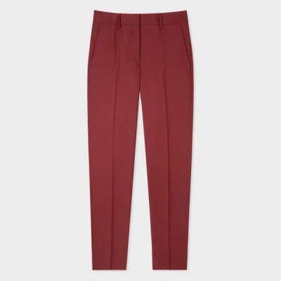 Paul Smith A Suit To Travel In - Women's Burgundy Wool Tapered-fit Trousers In Red