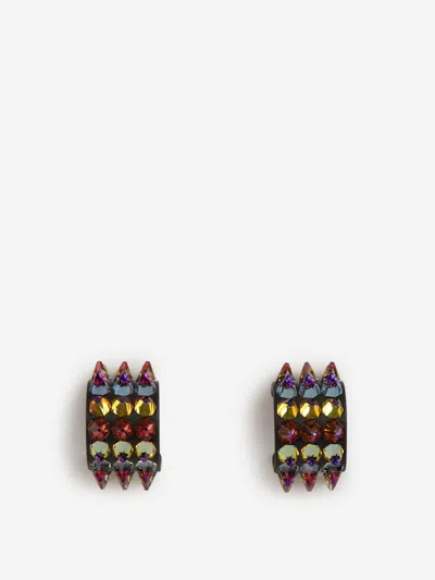 Amina Muaddi Small Karma Embellished Hoop Earrings In Multied