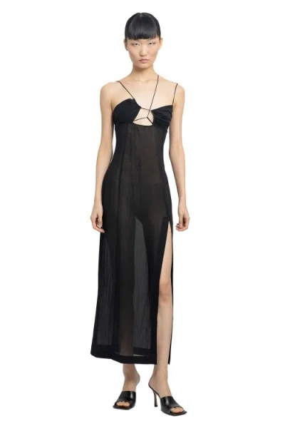 Nensi Dojaka Cutout Cotton-voile Maxi Dress In Black