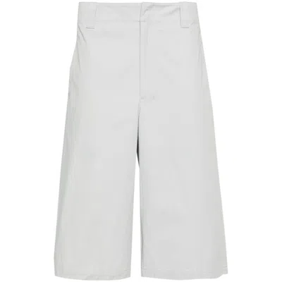 Lemaire Tonal Stitching Cotton Bermuda Shorts In Grey