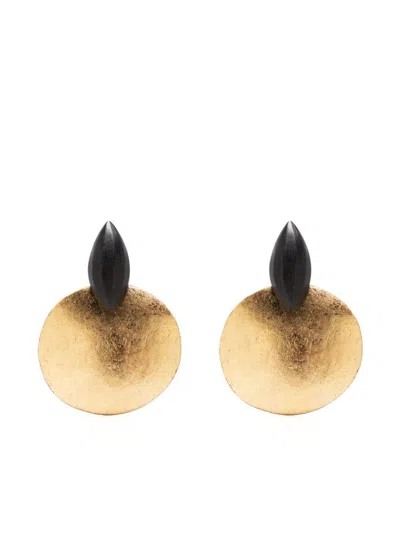 Monies Circular-body Clip Earrings In Gold