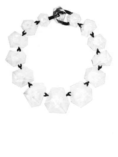 Monies Nocte Transparent-design Oversized Necklace In Leather Acrylic