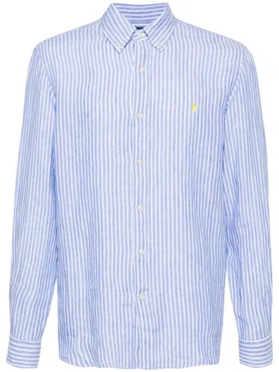 Polo Ralph Lauren Striped Sport Shirt Clothing In Blue