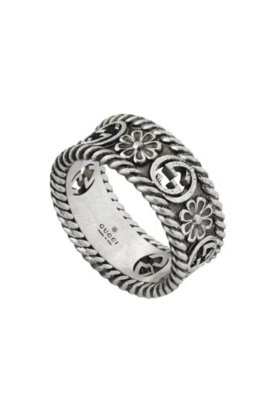 Gucci Gg Logo Ring In Silver
